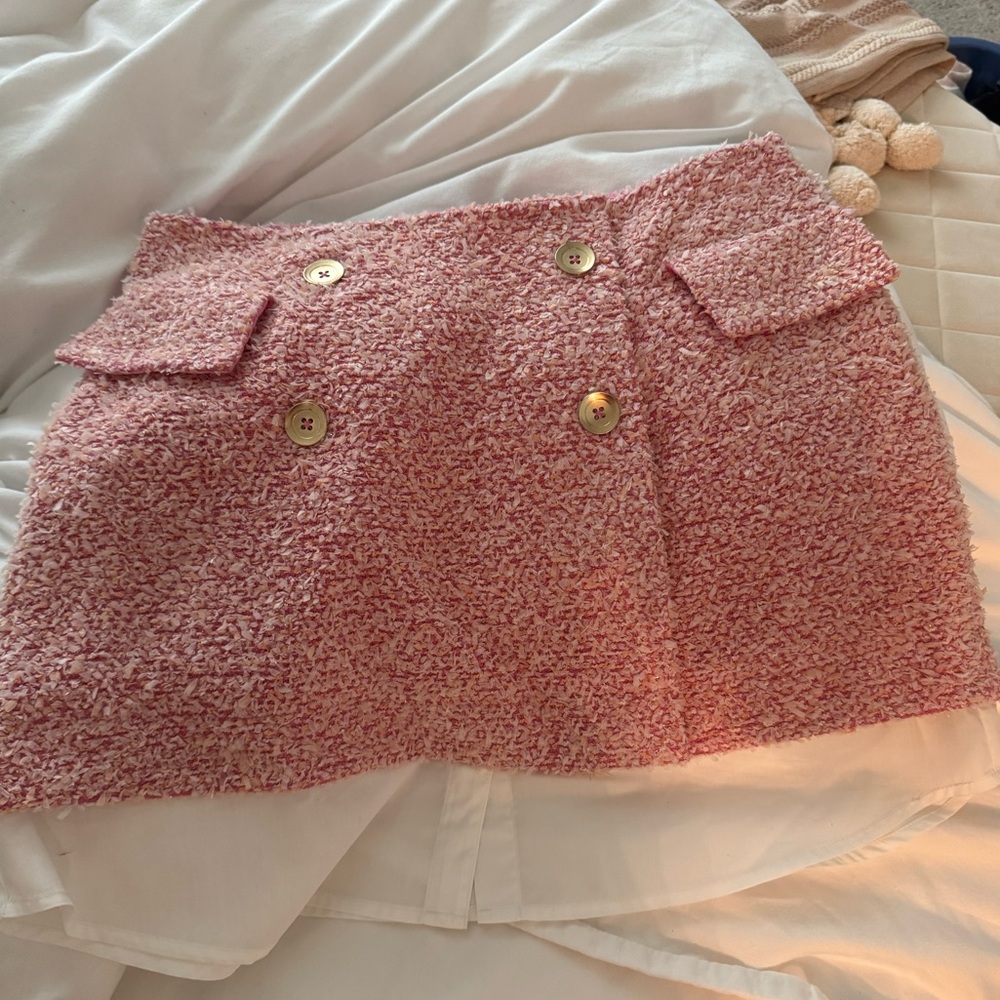 Pink & white tweed skirt from Anthropologie